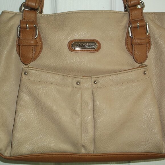 Multi Sac Shoulder Bag HANDBAG Tote PURSE Tan & Brown with Multiple Compartments - Picture 2 of 10